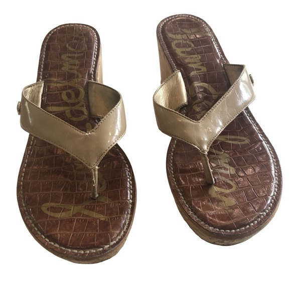 Sam Edelman Size 9 Romy wedge sandal. Cork platform summer vacation toe prong - Picture 1 of 8
